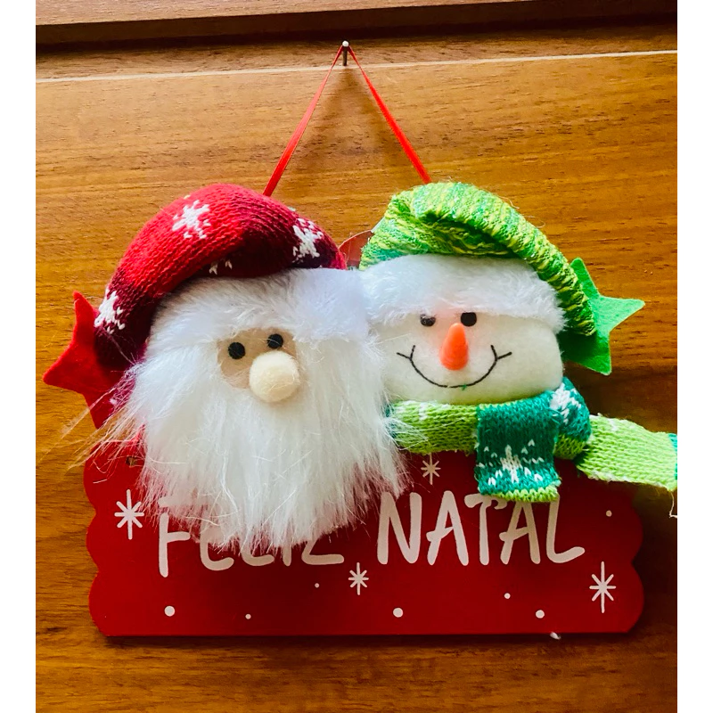 Enfeite Porta Guirlanda Papai Noel Boneco Neve Decoração Pendurar Natalina