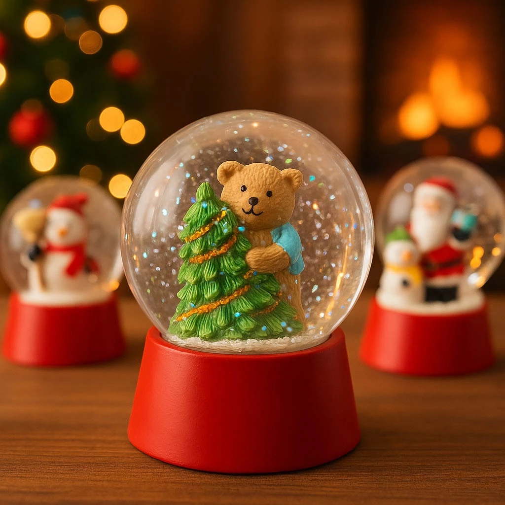 Globo de Neve Natalino Decorado Vidro