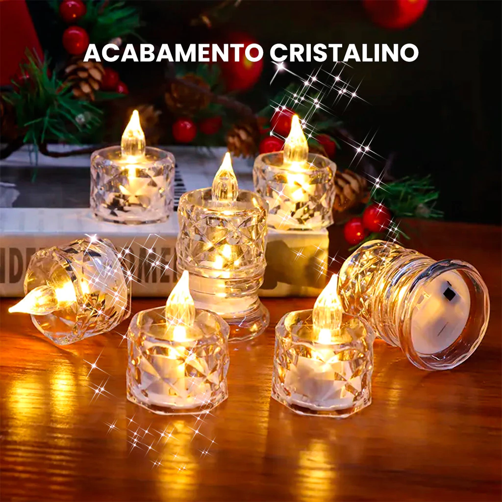Kit 3 Unidades Vela De Led Chama Viva Enfeite Natal Decoração Mesa Decorativas