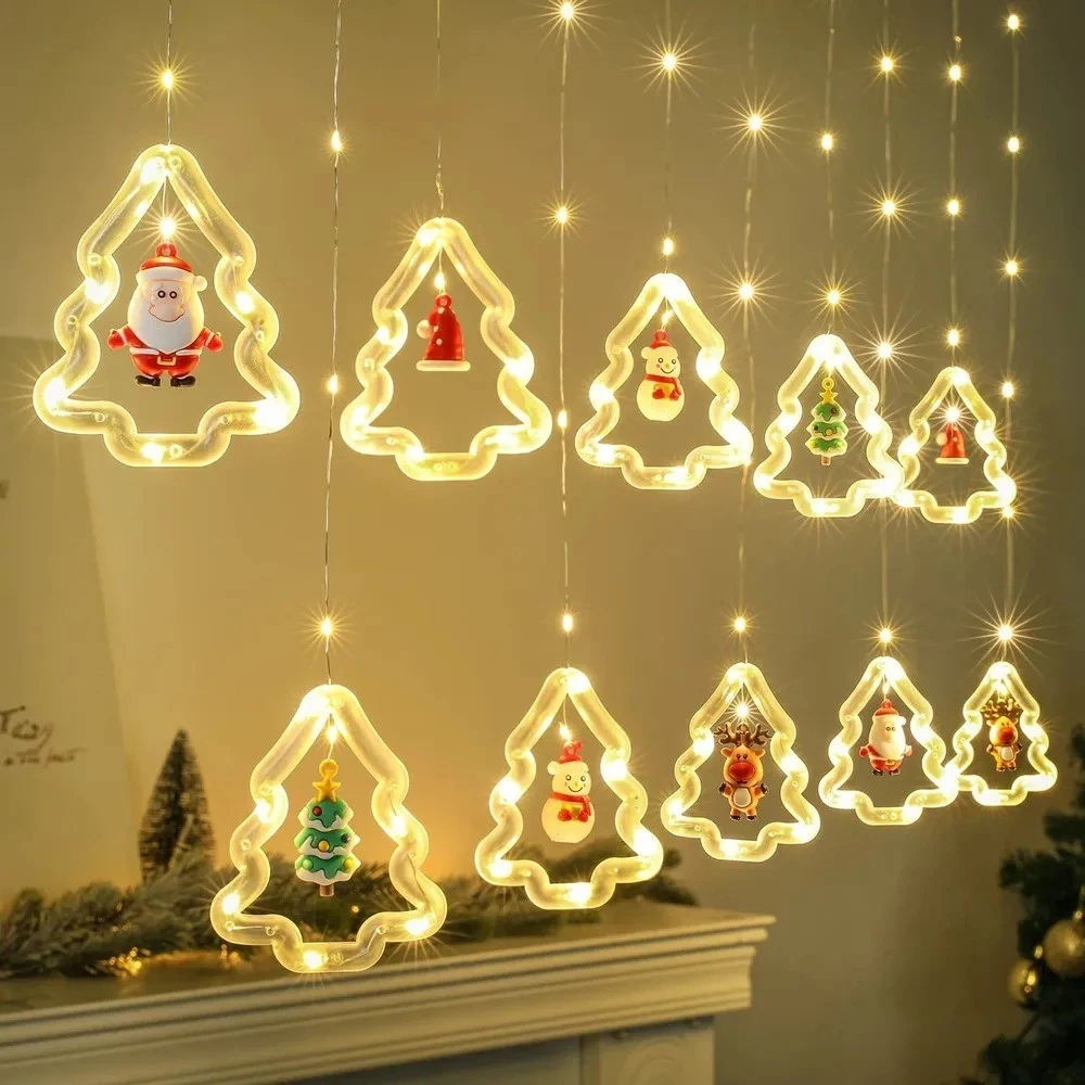Luzes de Natal decorativas, com sinos, estrelas