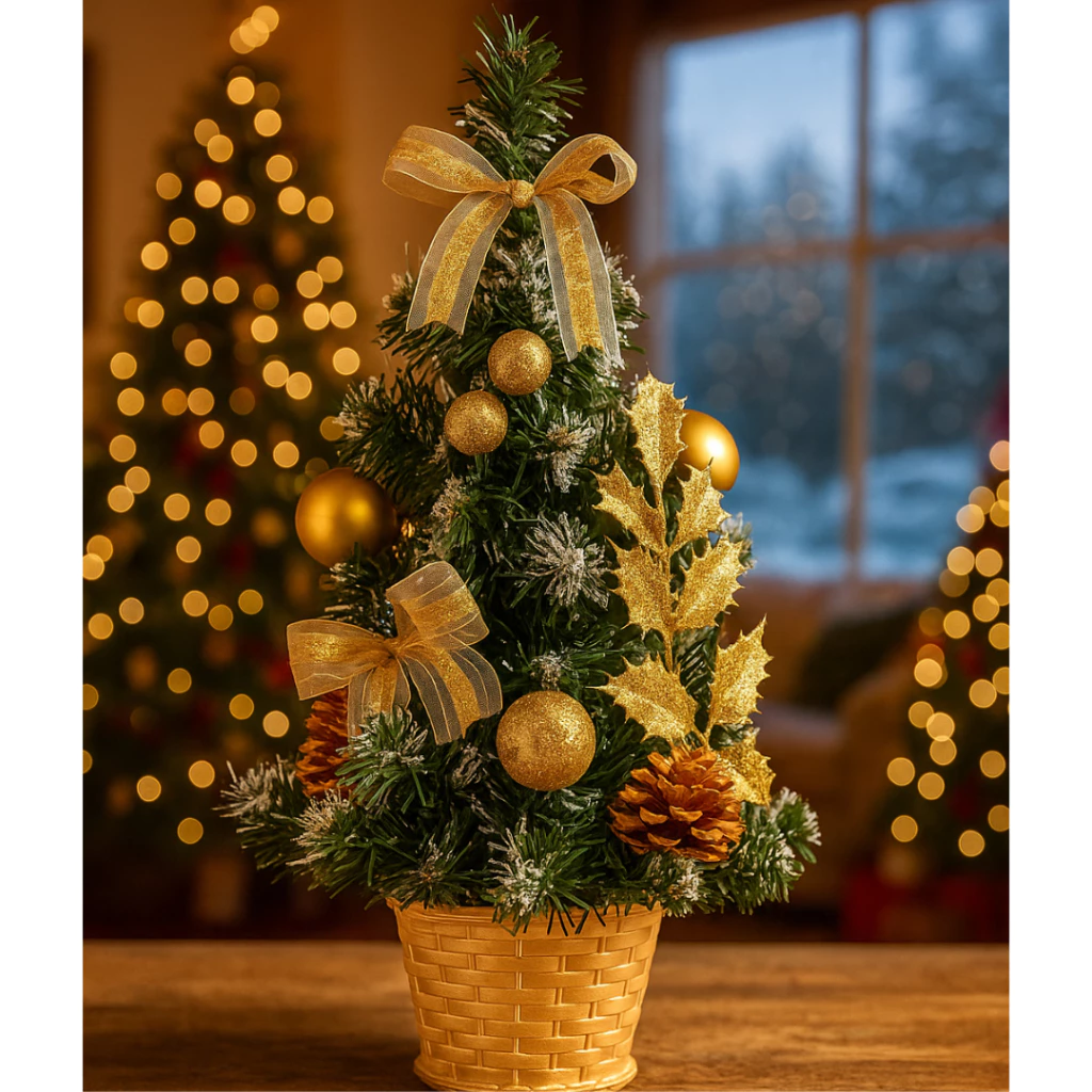 Mini Árvore de Natal Enfeite de Mesa Já Vai Montada