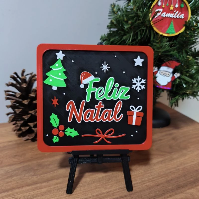 Placa Decorativa “Feliz Natal” 3D – Decoração de mesa