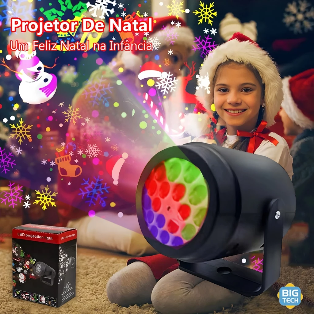 Projetor Luzes Natalino Enfeites Bivolt 16 Padrões