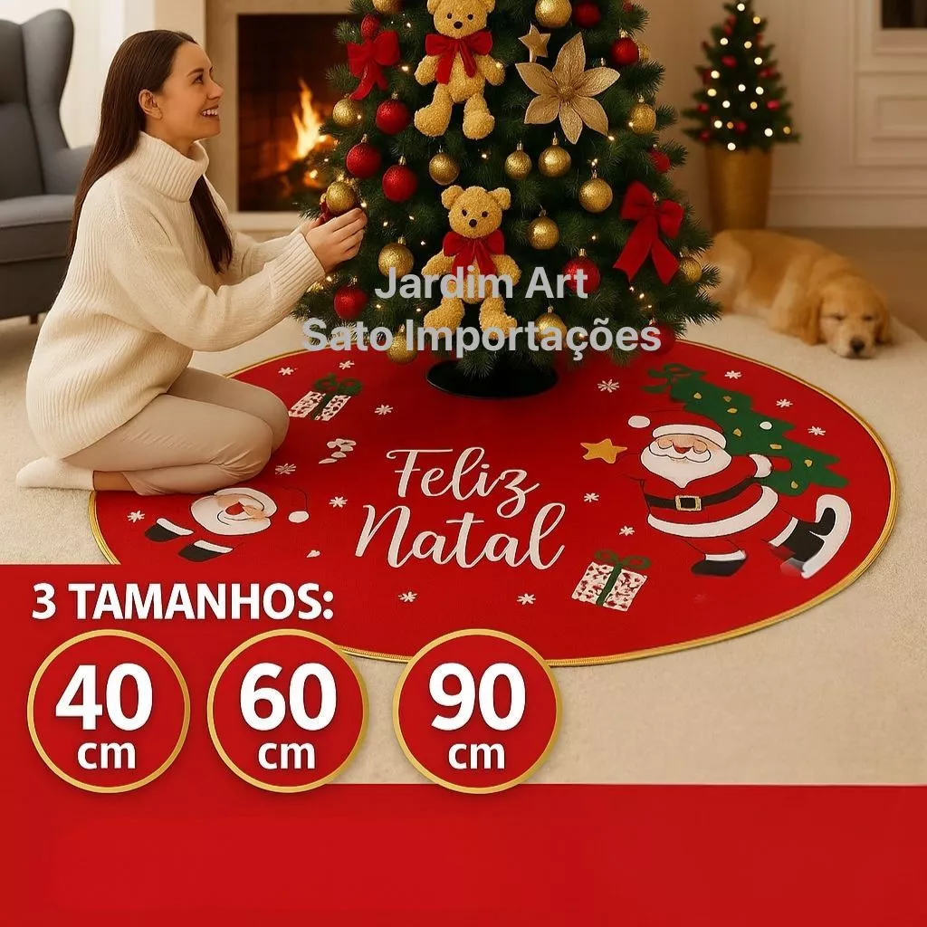 Tapete Saia Para Base De Árvore De Natal Noel Decorativo Vermelho