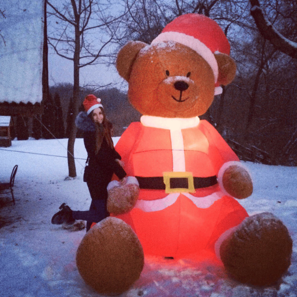 Urso De Natal Noel Natal Natalino Led Pisca 3 Metros Inflavel